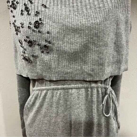 Victoria's Secret Sweater Dress Medium Long Sleeve Knee Sheath Cowl Stone - Picture 4 of 11
